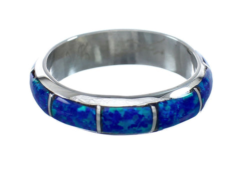 Genuine Sterling Silver Zuni Blue Opal Ring Size 7-3/4 AX130092